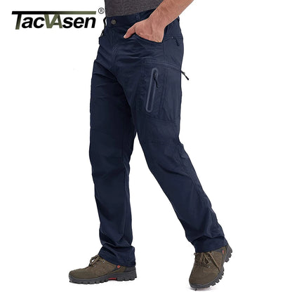 TACVASEN Men's Summer Lightweight Trousers Fishing Pants Outdoor Hiking Nylon Quick Dry Pockets Cargo Pants Casual Work Trousers