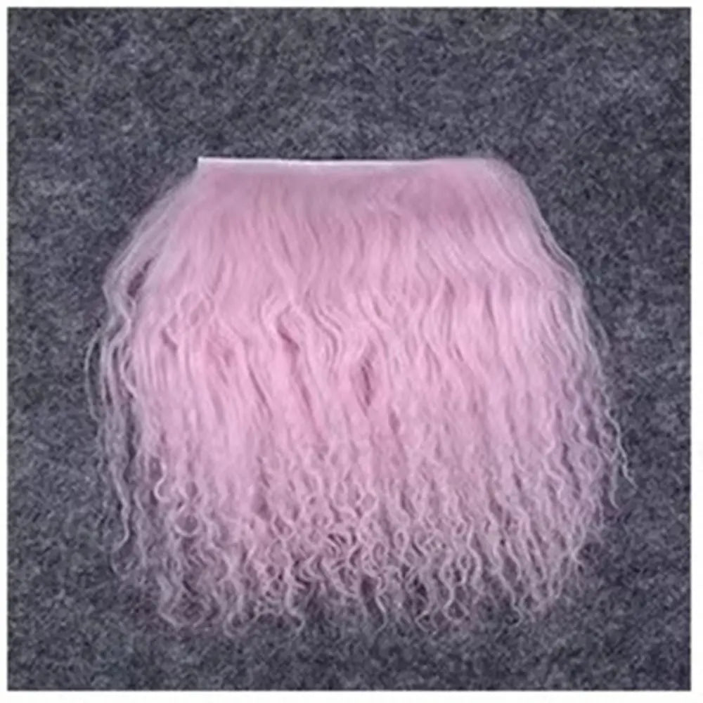 High Quality Sheepskin Wool Lamb Fur Pelt Hair Row Curly Hair Extensions BJD SD Blyth Dolls Wigs Hair Wefts Accessories