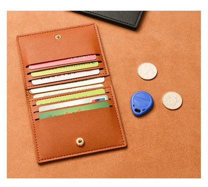 PU Leather Card Holder Business ID Credit Card Bags Wallet for Women Short Solid Purse with Buttons Ultra Thin Credit Card Bags