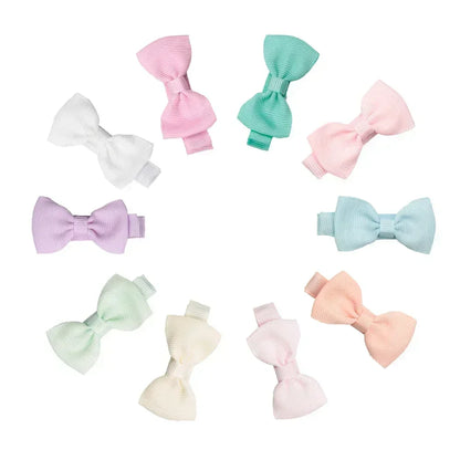 10pcs/lot Solid Color Grosgrain Ribbon Bowknot Kids Hair Clips Handmade Bows Baby Girls Barrettes Hairpins Photo Props Gift Sets