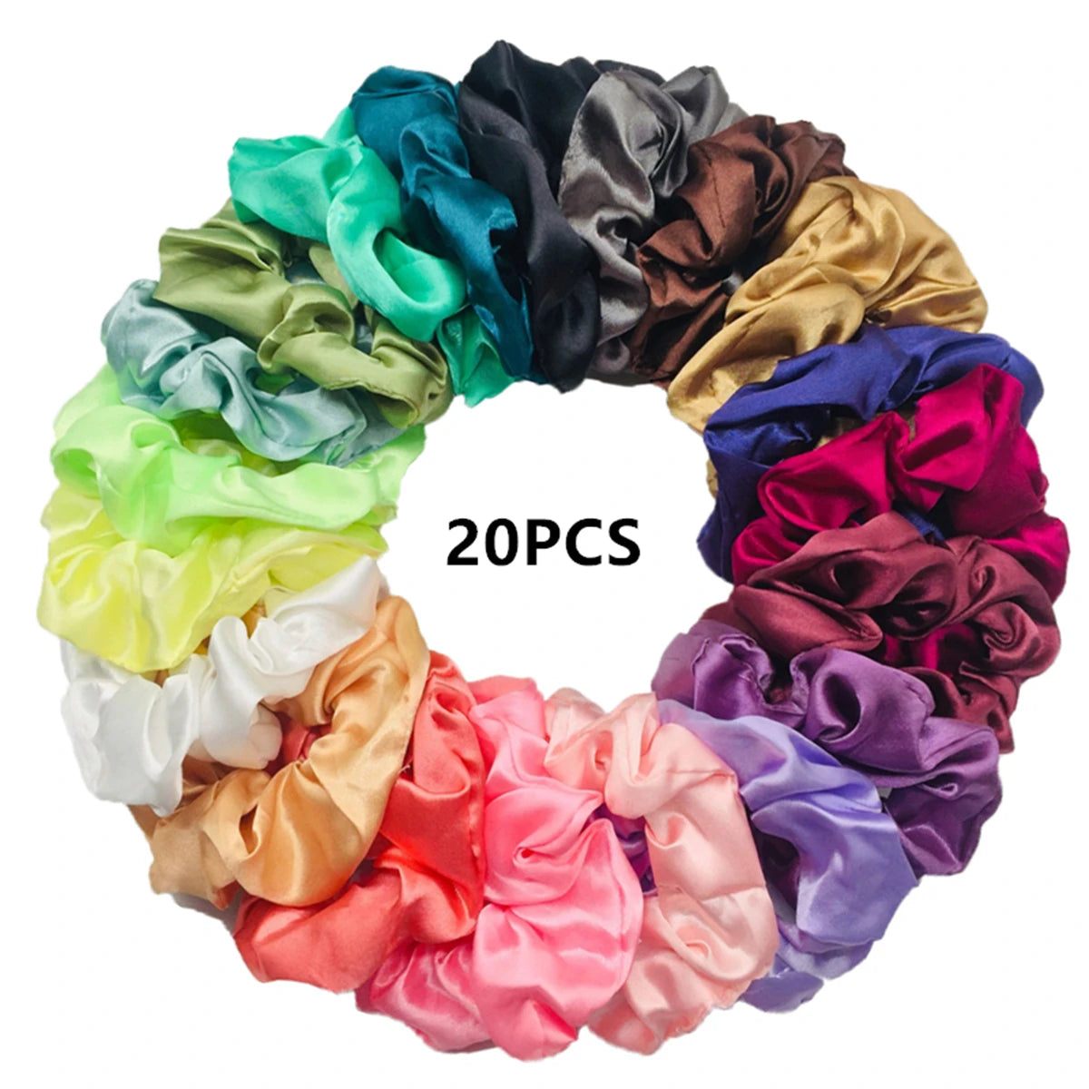 50/40/20pc Vintage Satin Scrunchies Girls Elastic Hair Bands Ponytail Holder Ties Rubber Bands Fashion Women Accessories Solid