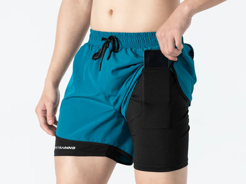 Sport Shorts Men Sportswear Double-deck Running Gym 2 In 1 Beach Jogging Bottoms Women Summer Fitness Training Quick Dry Shorts