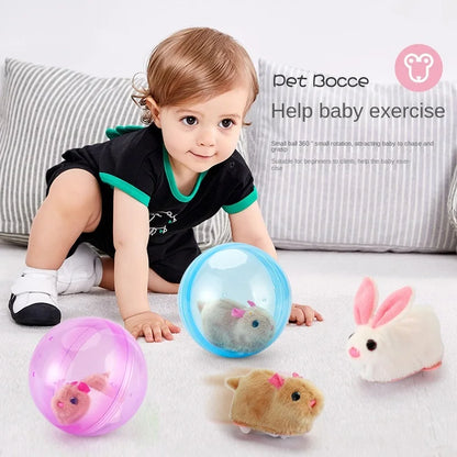 New Popular Electric Rabbit Hamster Rolling Ball Playing Cat Electronic Plush Dog Cat Machine Pet Toys