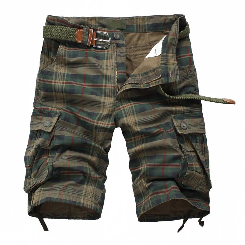 Men's Medium Pants Summer Cotton Comfortable Outdoor Sports Beach Pants Trend Plaid Shorts Loose Straight Large Size Cargo Pants