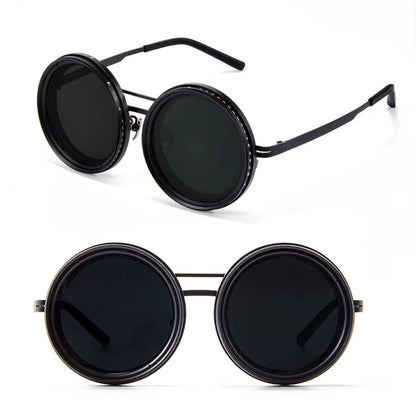 Rounded Polarized Glasses 1-9 Gears Adjustable Sunglasses with ND Filter Lenses Handcrafted Retro Glasses Eyeglasses 패션 선글라스