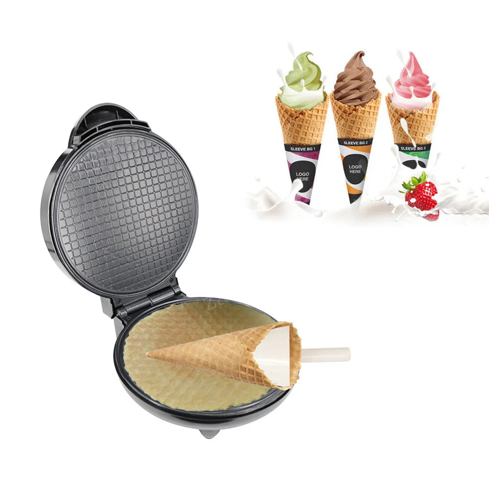 Electric Crispy Egg Roll Maker Sandwich Waffle Maker Pizza Pancake Crepe Baking Oven DIY Ice Cream Cone Machine