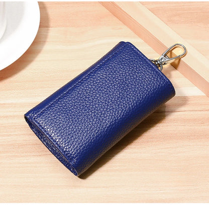 New Key Holder Wallet Genuine Leather Unisex Solid Key Wallet Organizer Bag Car Housekeeper Wallet Card Holder Keychain Leather