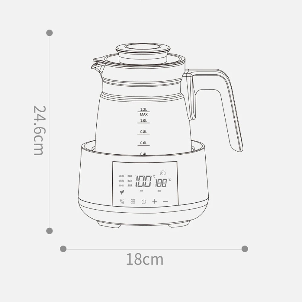 220V 1.2L Infant Thermostatic Milk Regulator Baby Kettle Keep Warm 24 Hours Hot Water Smart Insulation Pot Milk Powder Warmer