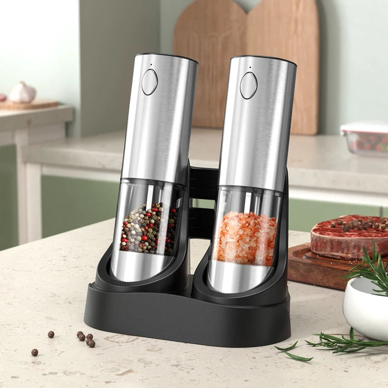 Electric Rechargeable Salt And Pepper Grinder With Adjustable Coarseness Refillable Mill Battery Powered Kitchen Gadget