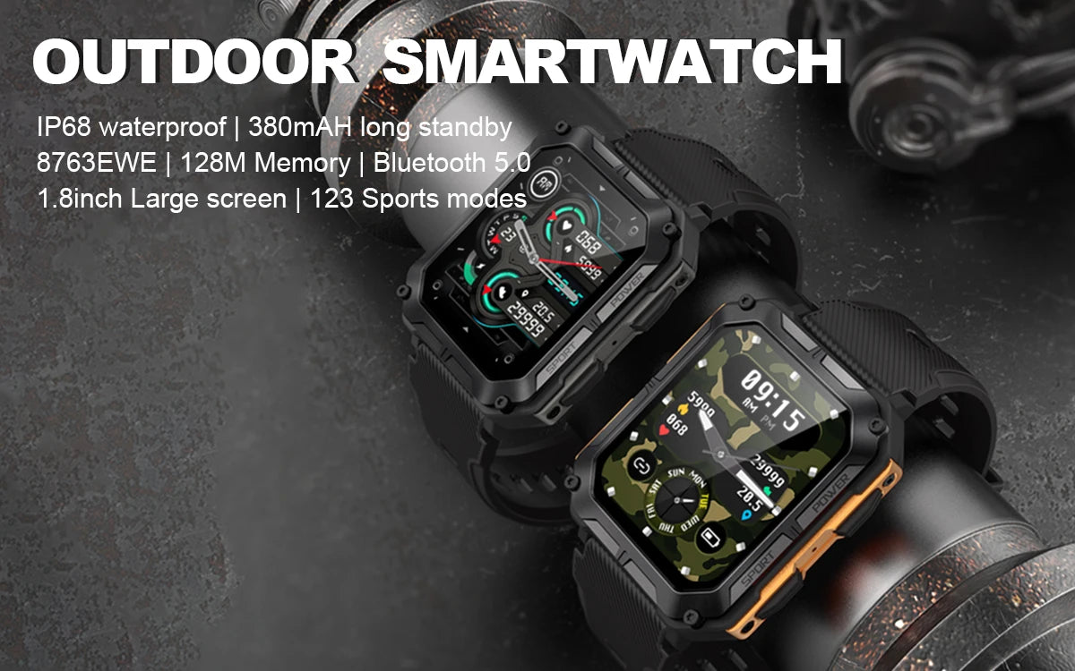 New C20 Pro Smart Watch Men Voice Assistant BT Wireless Call Business Outdoor Sports IP68 Waterproof Wristwatch For Android iOS