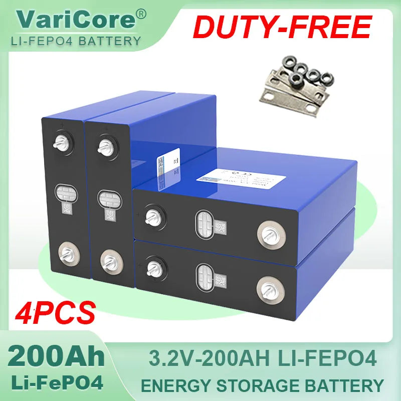 4PCS 3.2V 280Ah 202Ah 105Ah 100ah LiFePO4 Rechargeable battery DIY 12V for Electric car RV Solar Energy Golf Cart TAX FREE