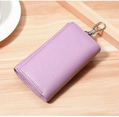 New Key Holder Wallet Genuine Leather Unisex Solid Key Wallet Organizer Bag Car Housekeeper Wallet Card Holder Keychain Leather