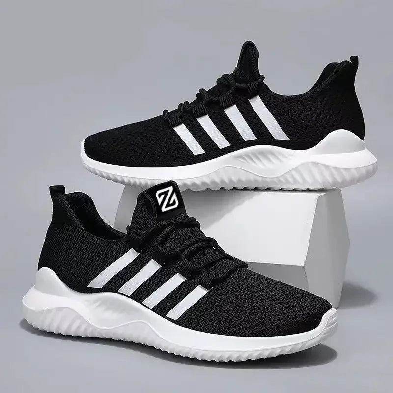 Men Mesh Breathable Comfortable Jogging Trainer Shoes Outdoor Walking Black Sneakers Fashion Couple Casual Sports Shoes