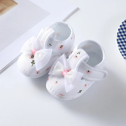 First Walkers Soft Sole Crib  Newborn Toddler Shoes Baby Girl Shoes  Cute Floral Bow Infant Baby Girls Shoes Non-slip Footwear