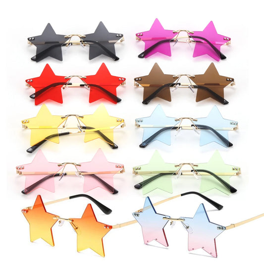 Star Shape Sun Glasses Funny Pentagram Eyewear Eyeglasses Christmas Decoration Party Glasses Rimless Sunglasses Driver Goggles