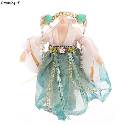 1set 16CM Chinese Style Doll Hanfu Clothing Dress Doll Ancient Costume Gown Dolls Clothes Accessories Dress Up Toys  For Girls