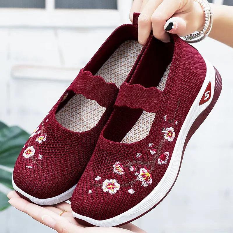 Summer Women's Shallow Flats Loafers Breathable Mary Jeans Flower Sneakers Female Platform Running Cotton Slip On Shoes