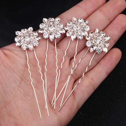 Rhinestone Hair Pins Forks Clips for Women Bridal Wedding Hair Accessories Pearl Hairpins Bride Headpiece Jewelry Gift Wholesale