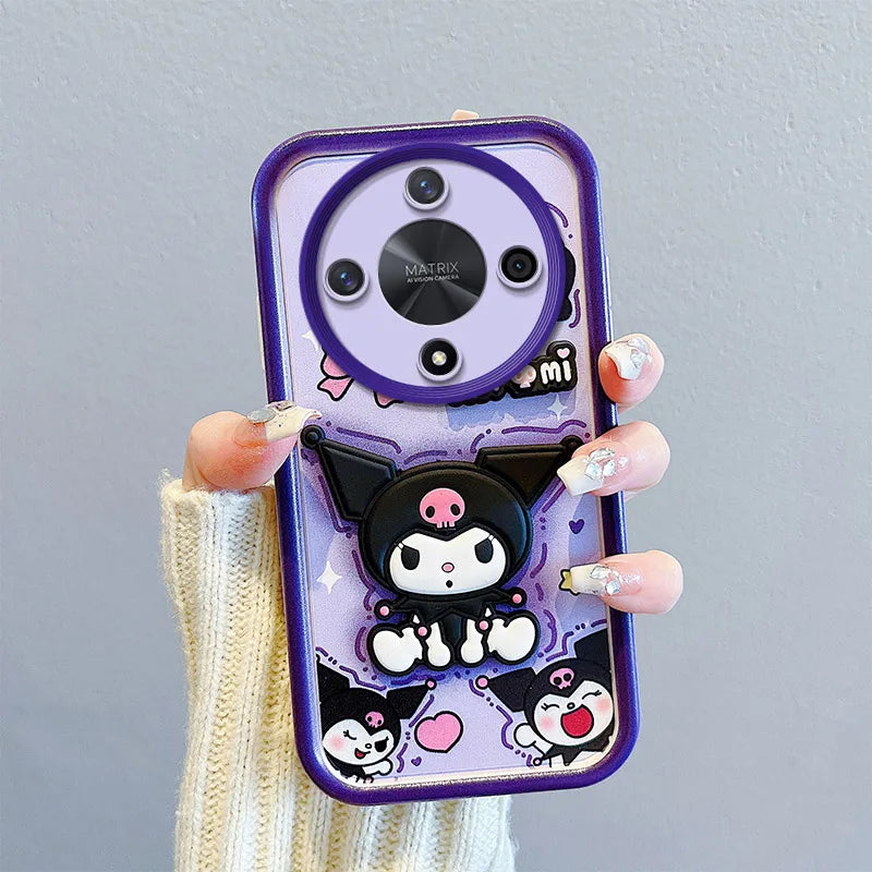 3D Cartoon Kuromi Phone Case For Honor Magic 6 5 4 Lite X9b X9a X9 5G X7 X6b X50i X30i X40 Lotso Pochacco Puppy Strap Rope Cover