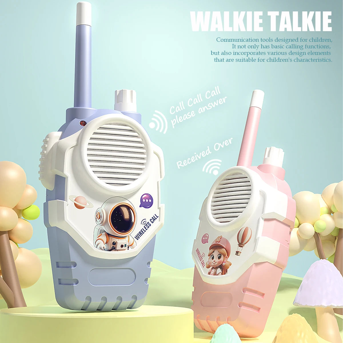 2Pcs Walkie Talkie Toys, Anti-loss Lanyard and Back Clip Design, One Click Call to Friend Gifts for Outside Trip Camping Hiking