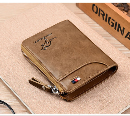 Mens Wallet Leather Business Card Holder Zipper Purse Luxury Wallets for Men RFID Protection Purses Carteira Masculina Luxury