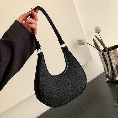 Candy Color Advanced Design Texture Armpit Handbags Felt Shoulder Bags For Women Women's Subaxillary Bag Purses Crescent Bag