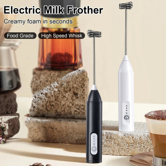 MINI Milk Frother USB Rechargeable 3 Speeds Foam Maker Coffee Whisk Mixer Electric Handle Blender Egg Beater Hot Cooking Tools