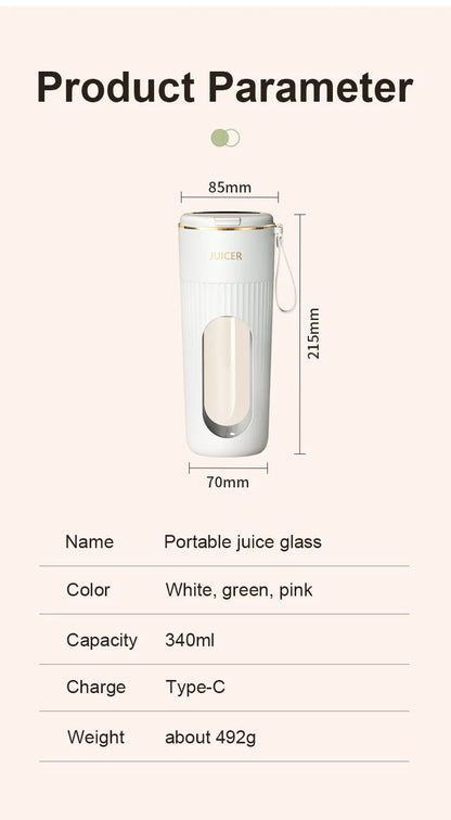 Juicer Cup Wireless Charging Small Portable High Quality Macaron Color Juice Cup Multi-functional Home  Automatic Fruit Blender