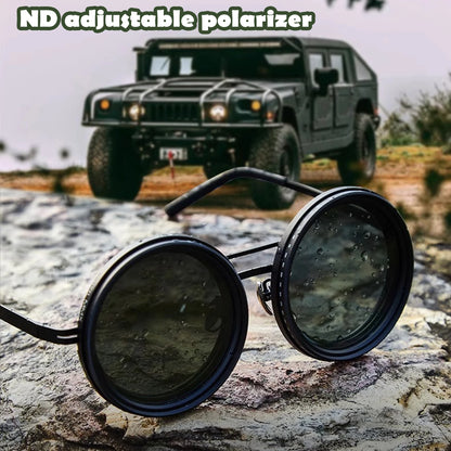 Rounded Polarized Glasses 1-9 Gears Adjustable Sunglasses with ND Filter Lenses Handcrafted Retro Glasses Eyeglasses 패션 선글라스