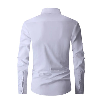 Men's Long Sleeve Regular Fit Casual White Shirts for Men Button-Down Social Shirt USA Size S-XL