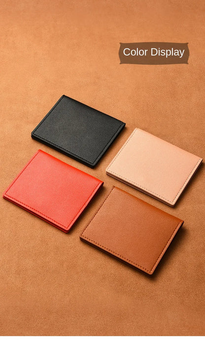 PU Leather Card Holder Business ID Credit Card Bags Wallet for Women Short Solid Purse with Buttons Ultra Thin Credit Card Bags