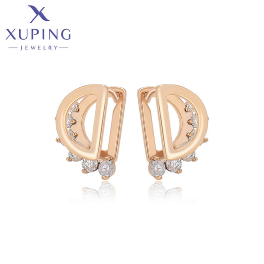 Xuping Jewelry New Arrival Round Promotion Gold Color Huggies Earrings for Women Girl Party Gift S00075729