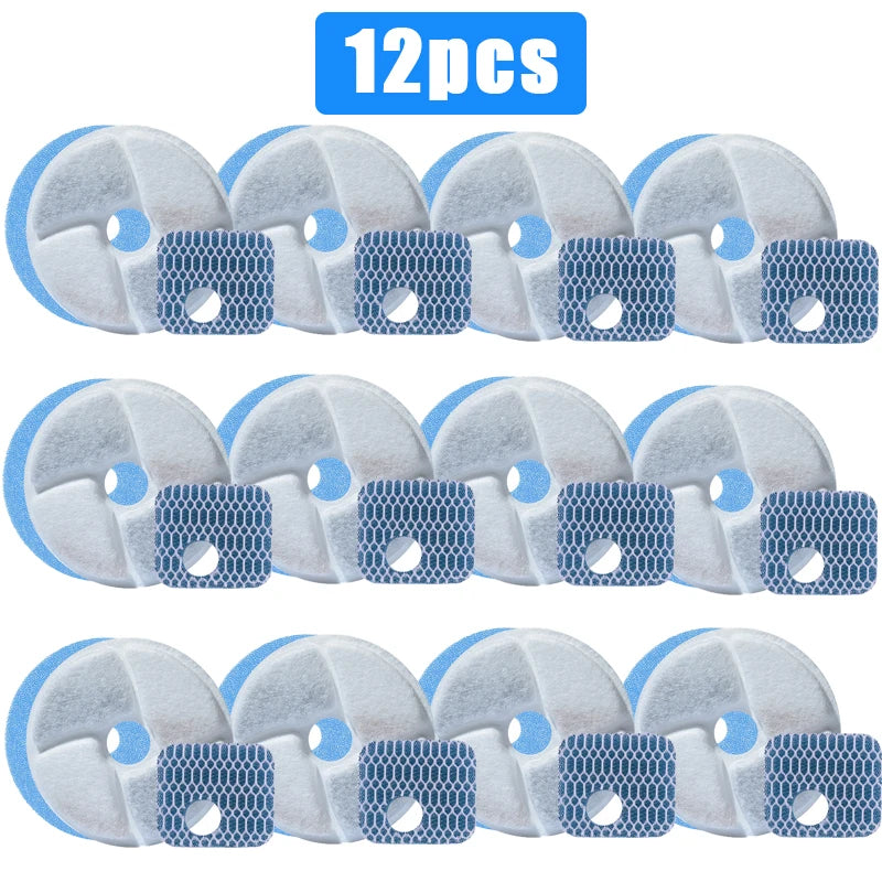 12pcs/set Replacement Filters For Cat Dog Fountain Pet Cat Water Drinker Clean Accessorie Replaced Carbon Resin Filter Element