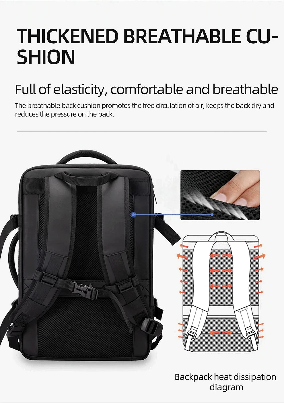 HK Business Backpack for Men Waterproof Anti-Theft 15.6” Laptop Backpack Casual Large Capacity Expandable Travel Bag Short Trip