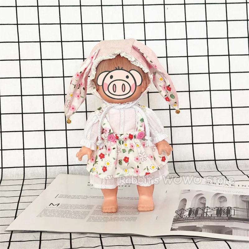 Doll Clothes for 25cm Mellchan Dolls Accessories Outfits Fit 1/6 BJD Doll Lovely Set Baby Doll Dress Headwear Christmas Gift