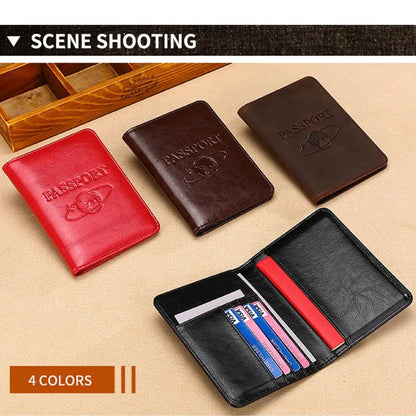 Passport Holder RFID Blocking Genuine Leather on Cover for Passport Bag Multifunctional Travel Air Ticket Leather Case Wallet