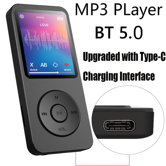 MP3 Player Built-in Speaker Portable Music Player Bluetooth-Compatible5.0 Music Stereo Player Support FM Radio E-Book Recording