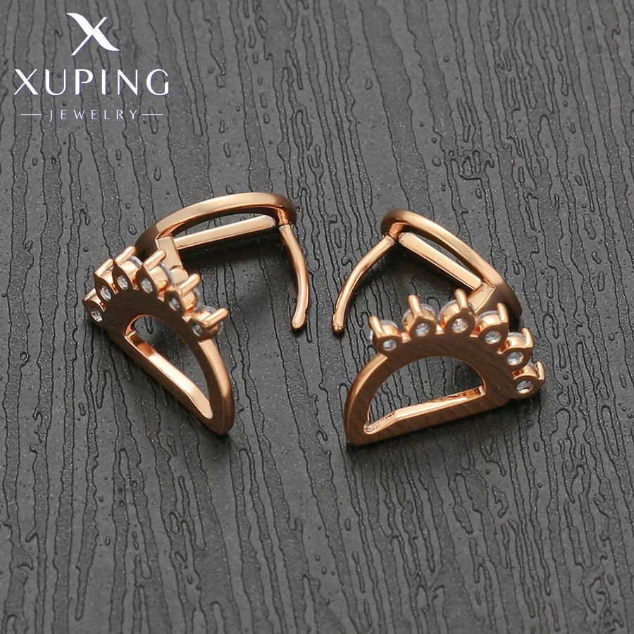 Xuping Jewelry New Arrival Round Promotion Gold Color Huggies Earrings for Women Girl Party Gift S00075729