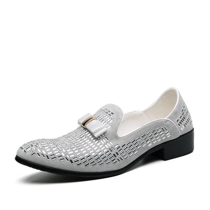 Casual Men Shoes Men Loafers Luxury Brand Rhinestones Italy Fashion Male Designer Wedding Elegant Moccasins Slip-On Driving Shoe