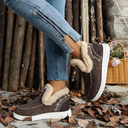 2024 New Ladies Slip on Comfortable Ankle Boots Women Winter Warm Plush Fur Snow Boots Suede Shoes Female Footwear Femininas