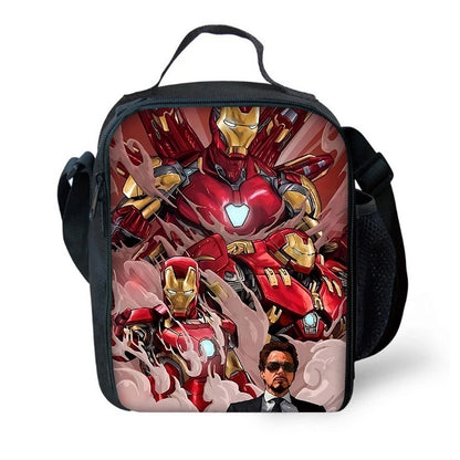 Cartoon Man M-Marvels Iron 3 pcs set Child School Backpack with Lunch Bags ,Pencil Bags School Bags for Boys Girls Best Gift