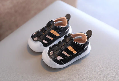 Baby Sandals Summer Infant Beach Shoes Baby Boy Girl Sandals Newborn First Walkers Soft PU Leather Close-toed Sandals For Baby