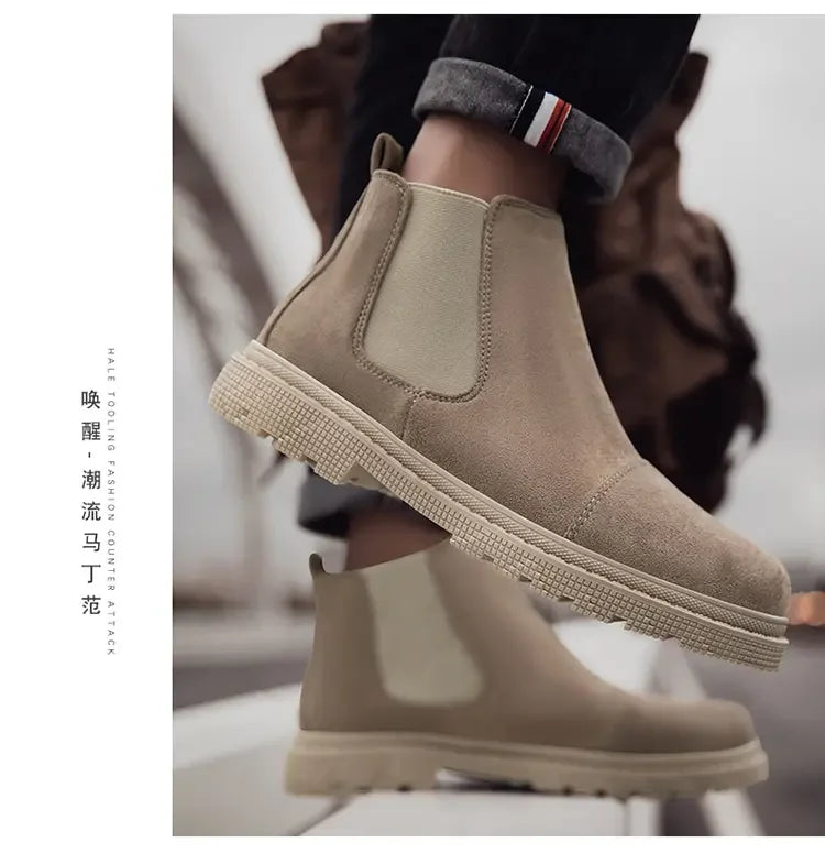 Classic Chelsea Boots for Men British Retro Short Boots Fashionable Versatile Casual Boots Brand High Top Casual Walking Shoes