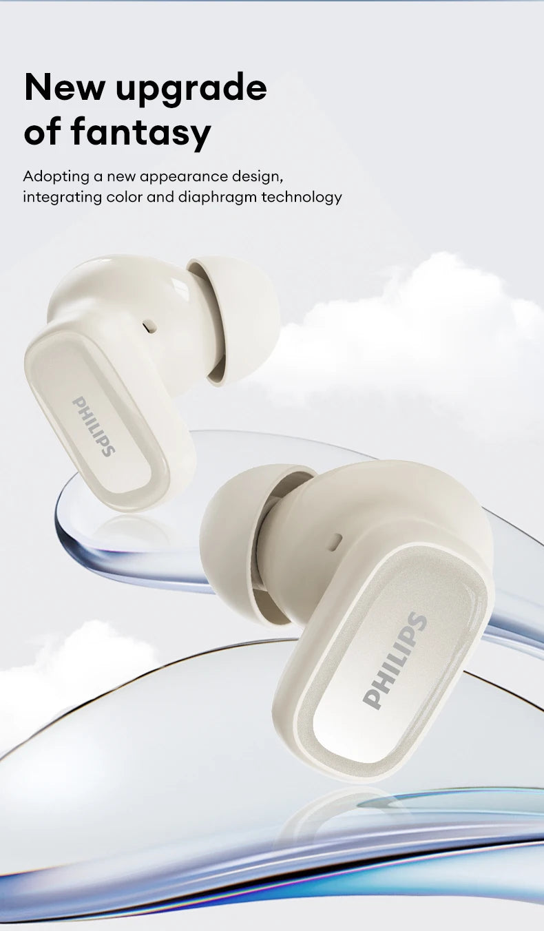 Original Philips TAT2569 Wireless Bluetooth V5.4 Noise Reduction  IPX4 Waterproof Sport Earbuds t New Low Latency Gaming Headse