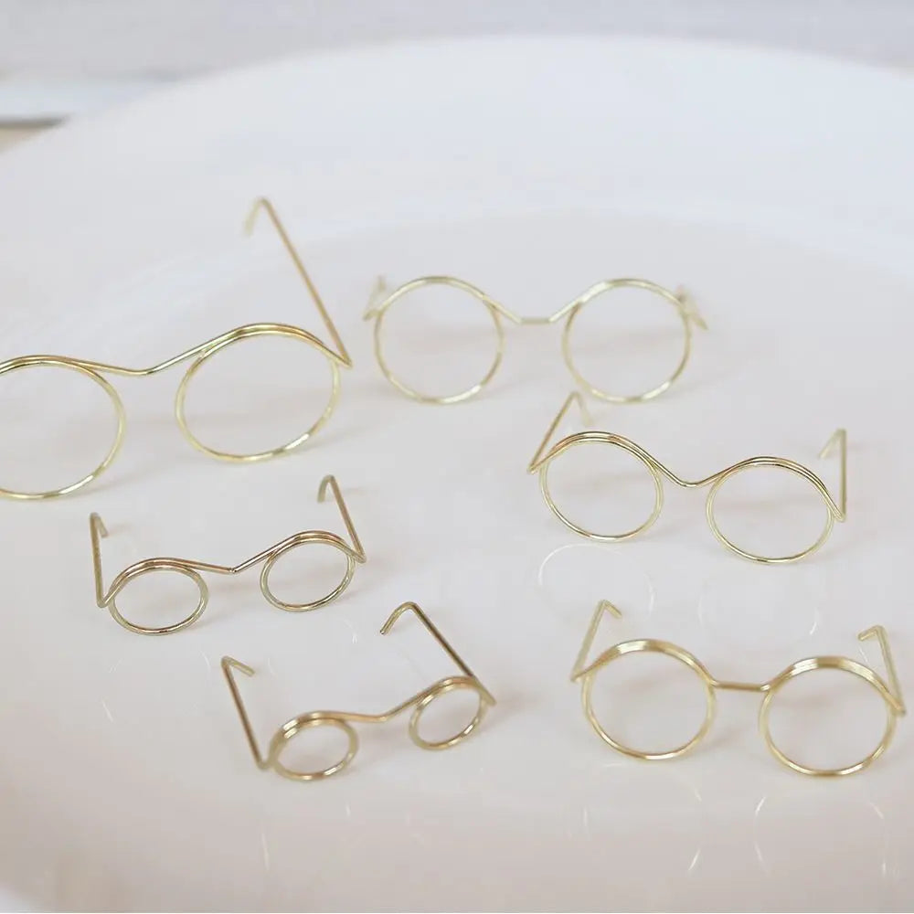 5PCS Retro Metal Round Doll Glasses Frame Lensless Miniature Eyewear Great Collection Cool Eyeglasses For Blythe Doll Accessorie