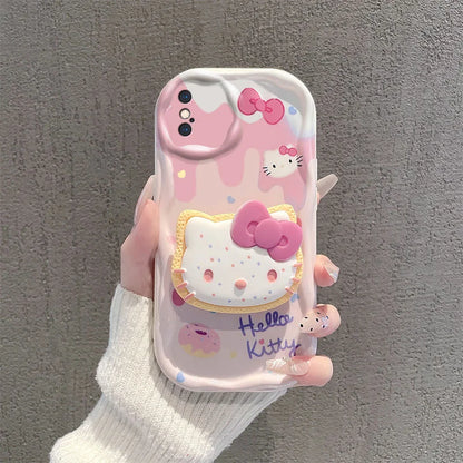 Hello Kitty Grip Tok Holder Wave Soft Phone Case for Samsung A05S A15 A04E A14 A24 A34 A54 A13 A33 A53 A22 A32 A52 M14 M34 M54