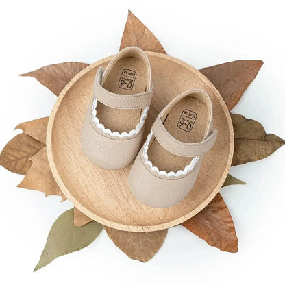 Meckior Baby Boys Girls Shoes Infant Leather Rubber Sole Anti-slip Toddler First Walkers Crib Shoes Newborn Girl Princess