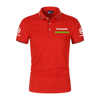 Kawasaki Logo Racing Teams Men Polo Shirt Summer Short Sleeve Casual Male Polos T-shirt 2024 New Fashion Man Clothes Tops