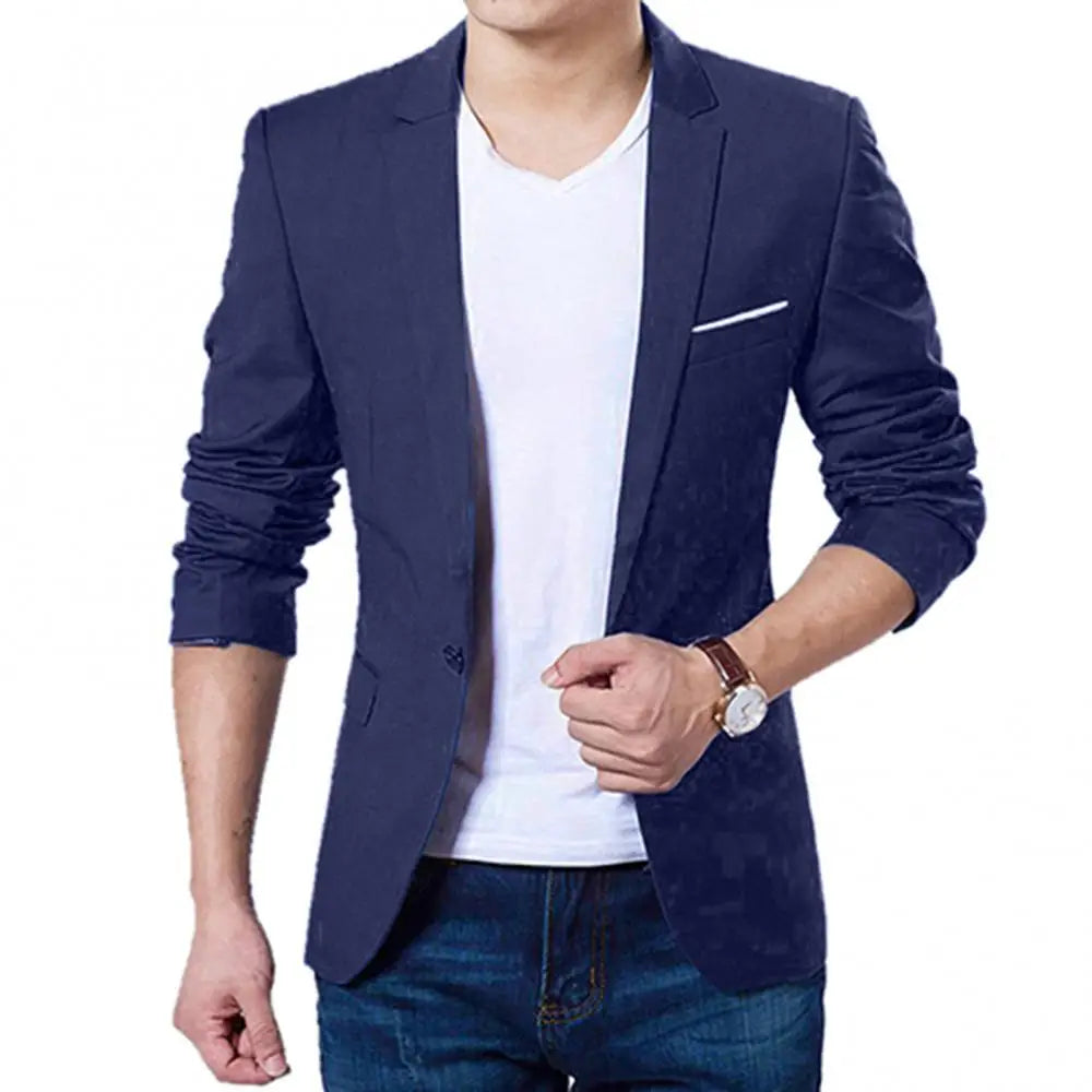 Herren Anzugjacke mit Knopfleiste, Schwarz, Blau, Rot, Slim Fit, modischer Blazer, Anzugjacke, Freizeitanzug, Blazer, Herrenbekleidung