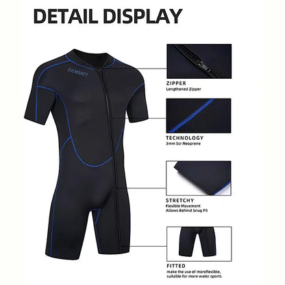 DEMMET Women Men Short Sleeve Wetsuit 1.5mm Neoprene Full Body Wetsuit for Swim Surfing Snorkeling Spearfishing Sailing Water